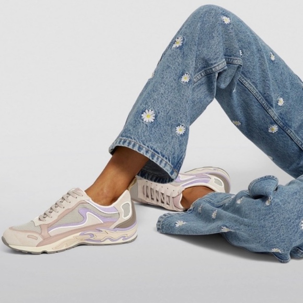 SANDRO FLAME LOW-TOP SNEAKERS IN PINK/PURPLE